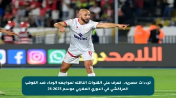ترددات حصرية.. تعرف على القنوات الناقلة لمواجهة الوداد ضد الكوكب المراكشي في الدوري المغربي موسم 2025-26